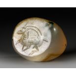 A SASSANIAN CHALCEDONY DOMED SEAL, CIRCA 300-600 A.D.