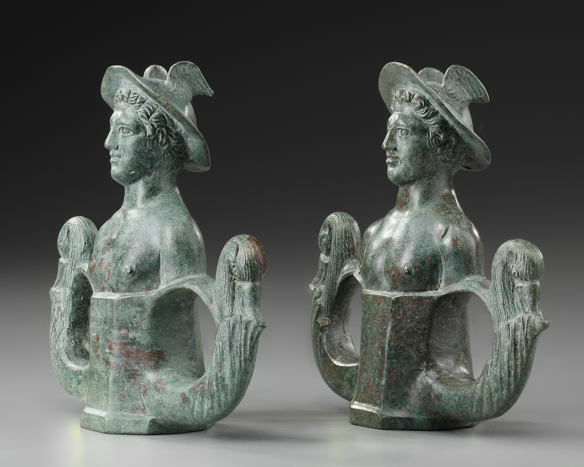 A PAIR OF ROMAN BRONZE CHARIOT FITTING, CIRCA 1ST- 2ND CENTURY A.D. - Image 2 of 5