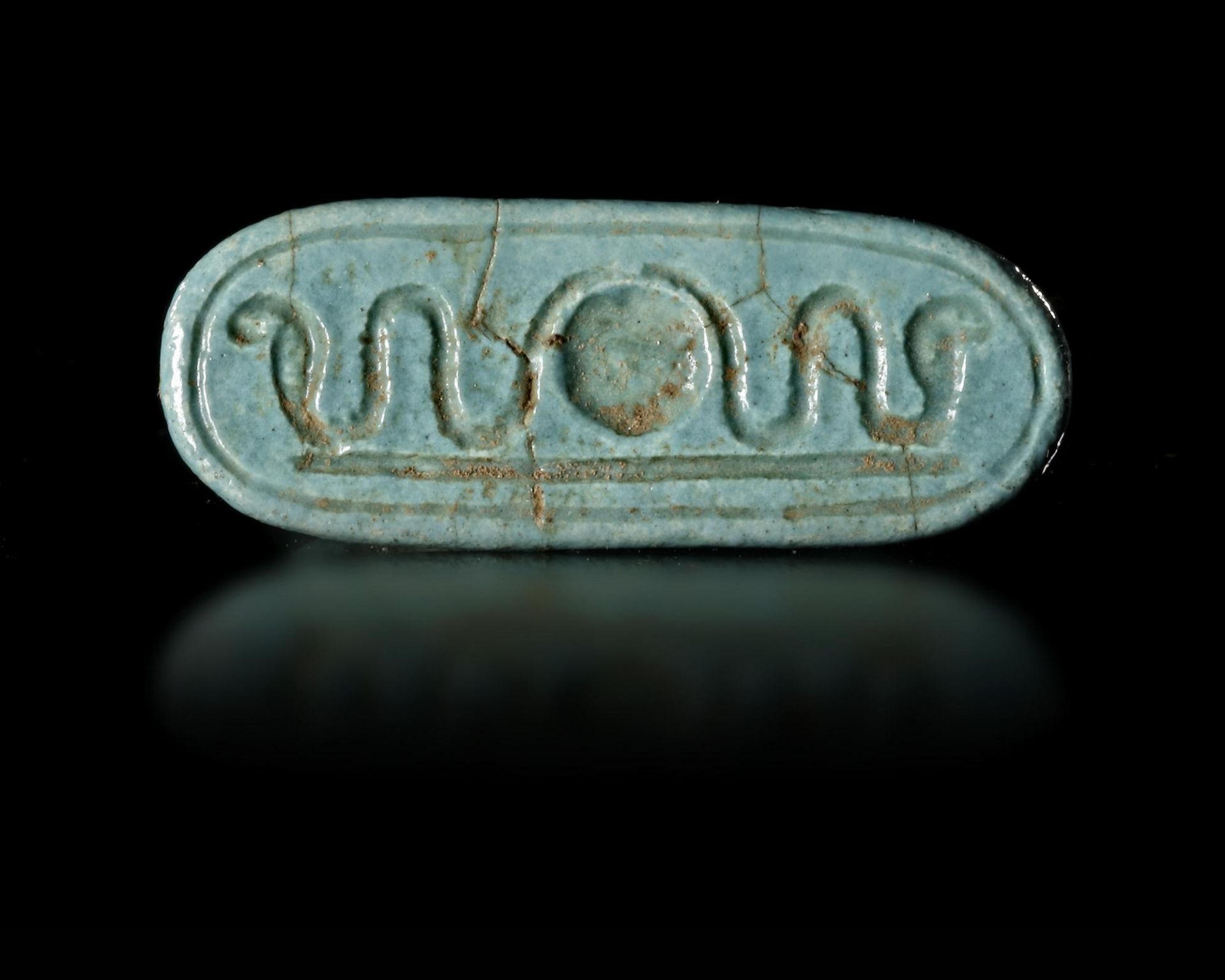 AN EGYPTIAN FAIENCE AMULET/ STAMP SEALS, CIRCA 4TH CENTURY B.C. - Image 3 of 4