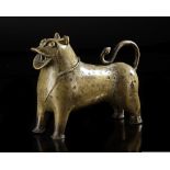 A MUGHAL BRASS INCENSE BURNER IN THE FORM OF A LION, INDIA, 17TH CENTURY