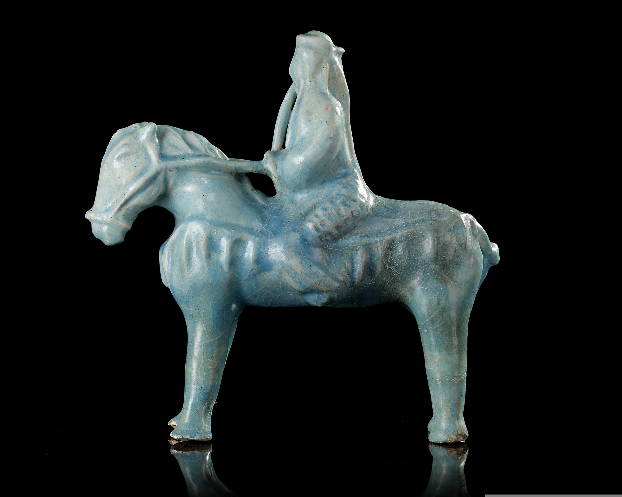 A RARE KASHAN TURQUOISE-GLAZED FIGURE OF A MONGOL, PERSIA, 13TH CENTURY - Image 3 of 7