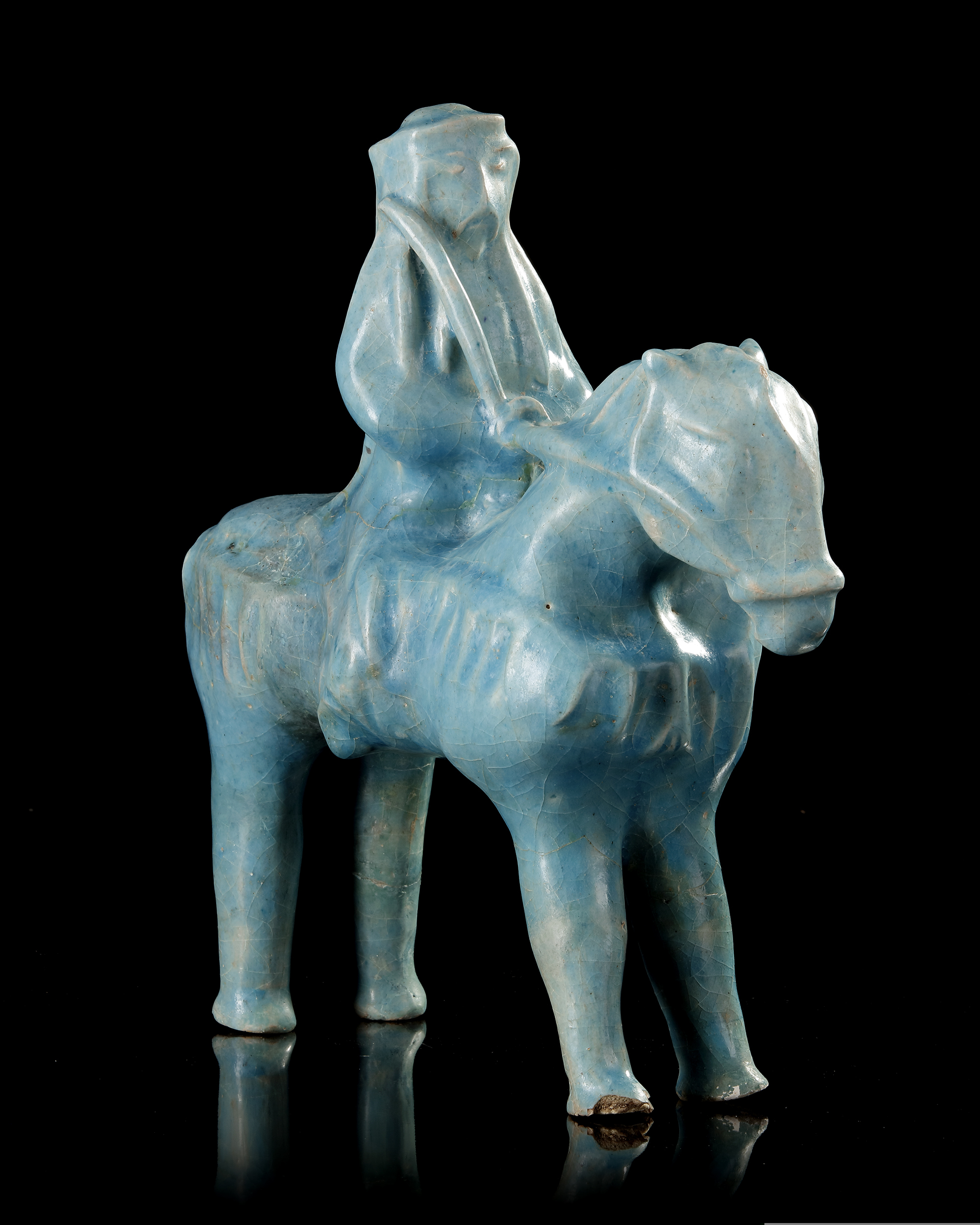 A RARE KASHAN TURQUOISE-GLAZED FIGURE OF A MONGOL, PERSIA, 13TH CENTURY - Image 5 of 7