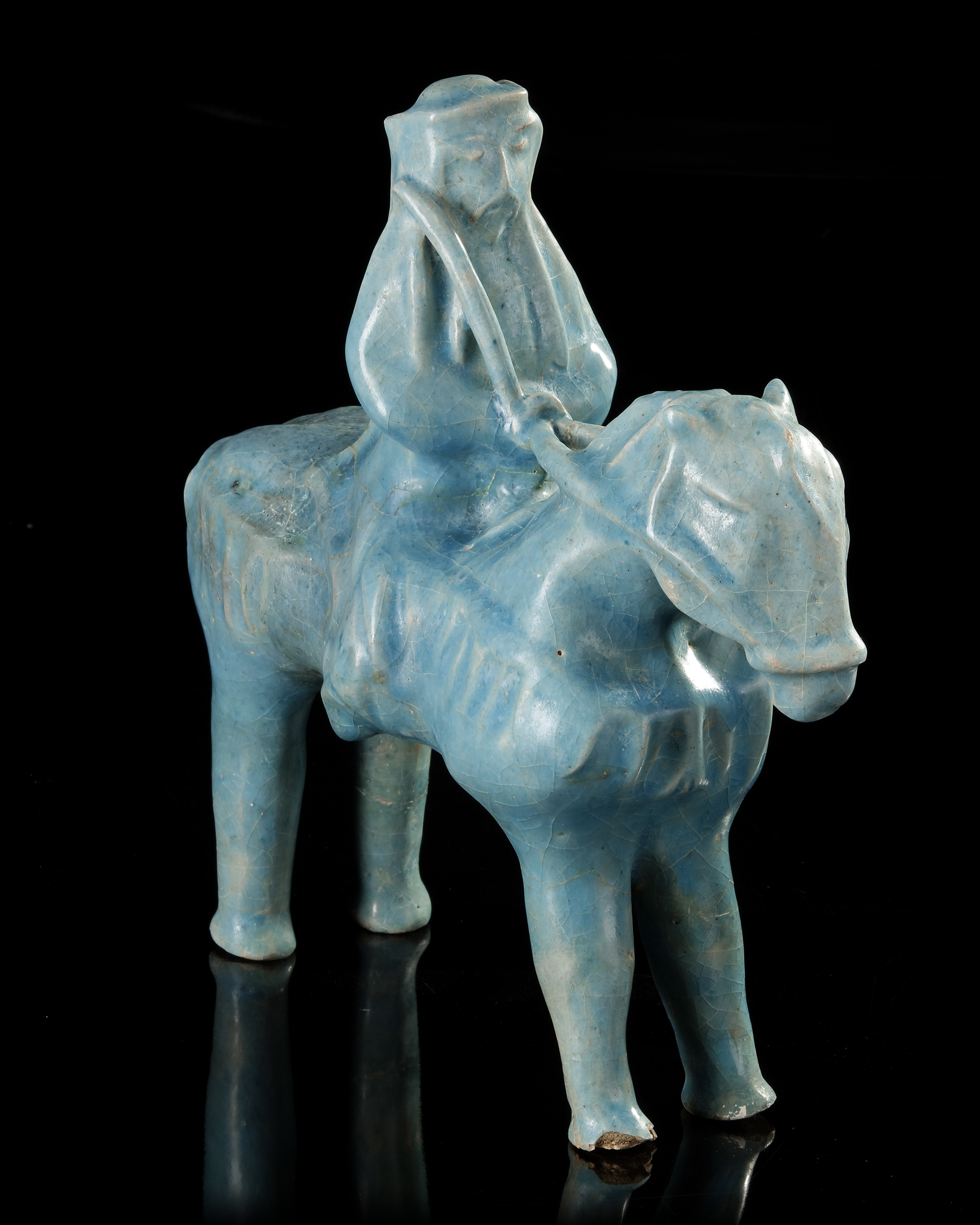 A RARE KASHAN TURQUOISE-GLAZED FIGURE OF A MONGOL, PERSIA, 13TH CENTURY - Image 6 of 7