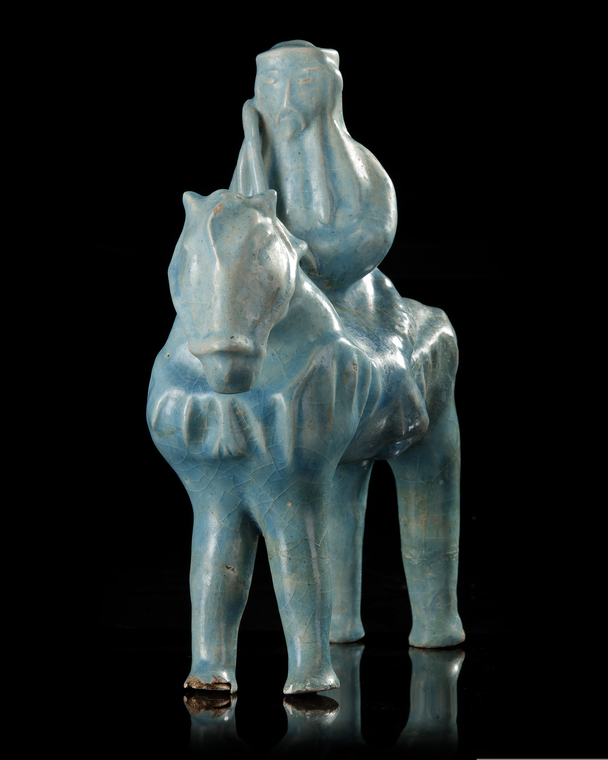 A RARE KASHAN TURQUOISE-GLAZED FIGURE OF A MONGOL, PERSIA, 13TH CENTURY - Image 2 of 7