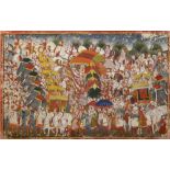 A SCENE FROM THE MAHABHARATA, INDIA RAGHOGARH, 19TH CENTURY