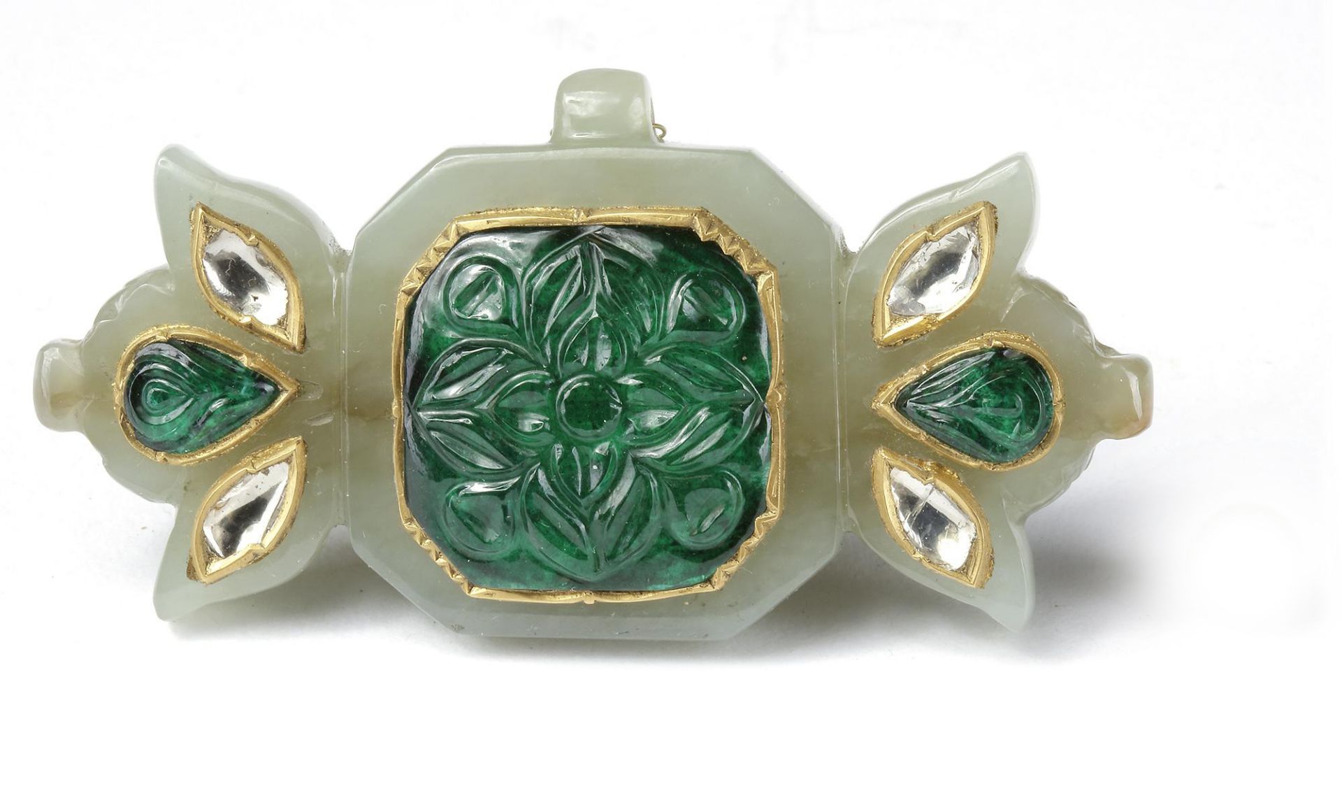 A MUGHAL JADE AND GEM SET PENDANT, INDIA, 19TH CENTURY - Image 2 of 6