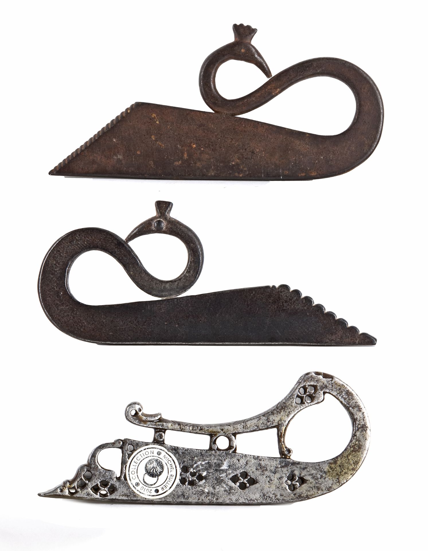 THREE STEEL FLINT STRIKERS, INDIA, 17TH-18TH CENTURY - Image 2 of 2