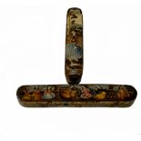 Two 18-19th century Persian, Qajar paper-mache pencil cases