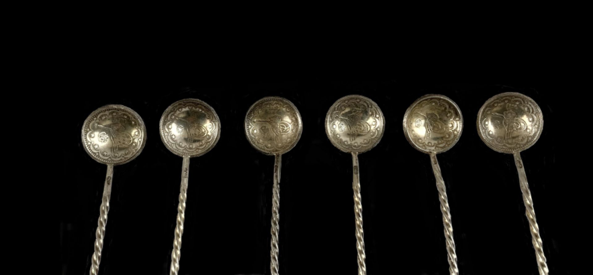 6 Ottomans spoons, silver with Tughra - Bild 9 aus 10