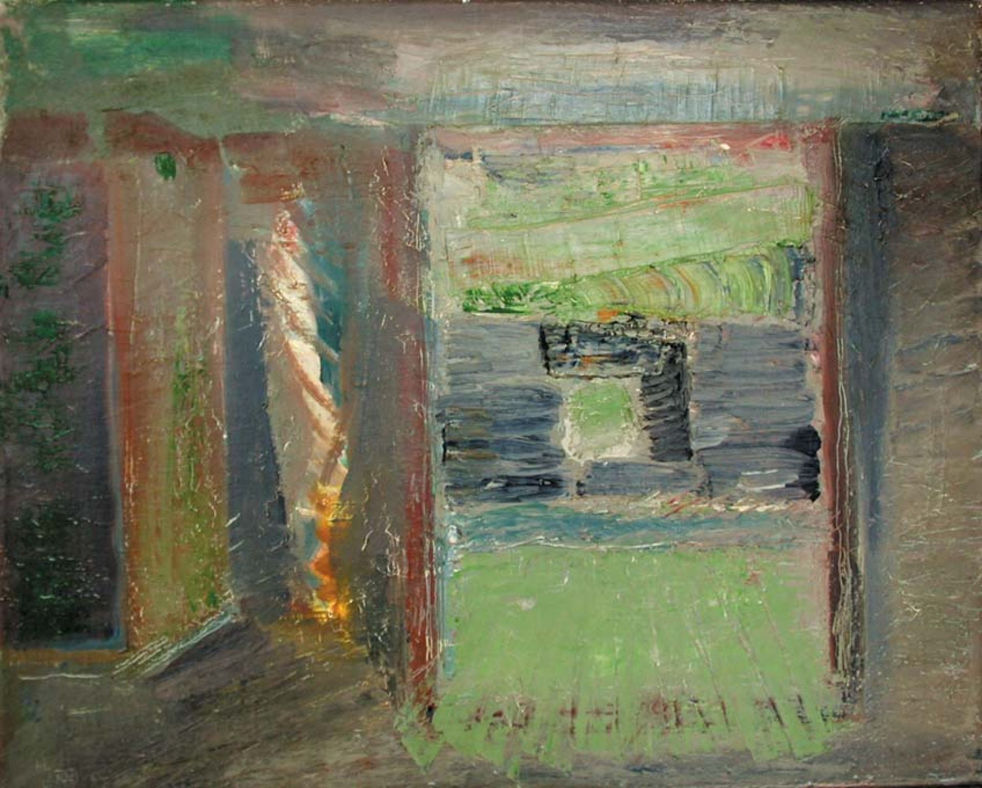 Vent, Hans (Weimar 1934 - 2018 Berlin). Kleines Strandbild (Durchblick zur See)