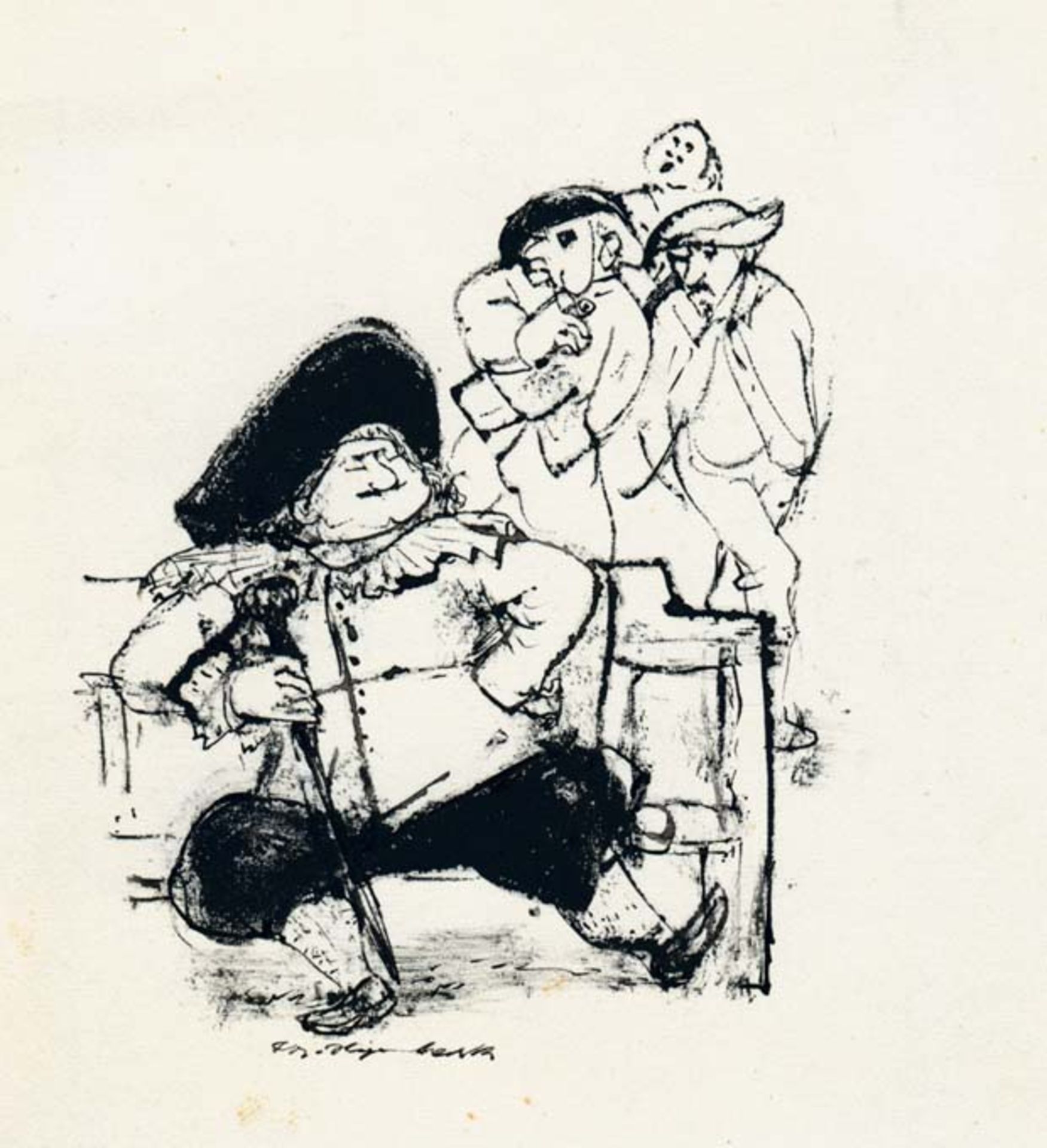 Hegenbarth, Josef. Illustration zu „Die Schildbürger” (Volksbuch)Er ging hierauf in die Stadt in