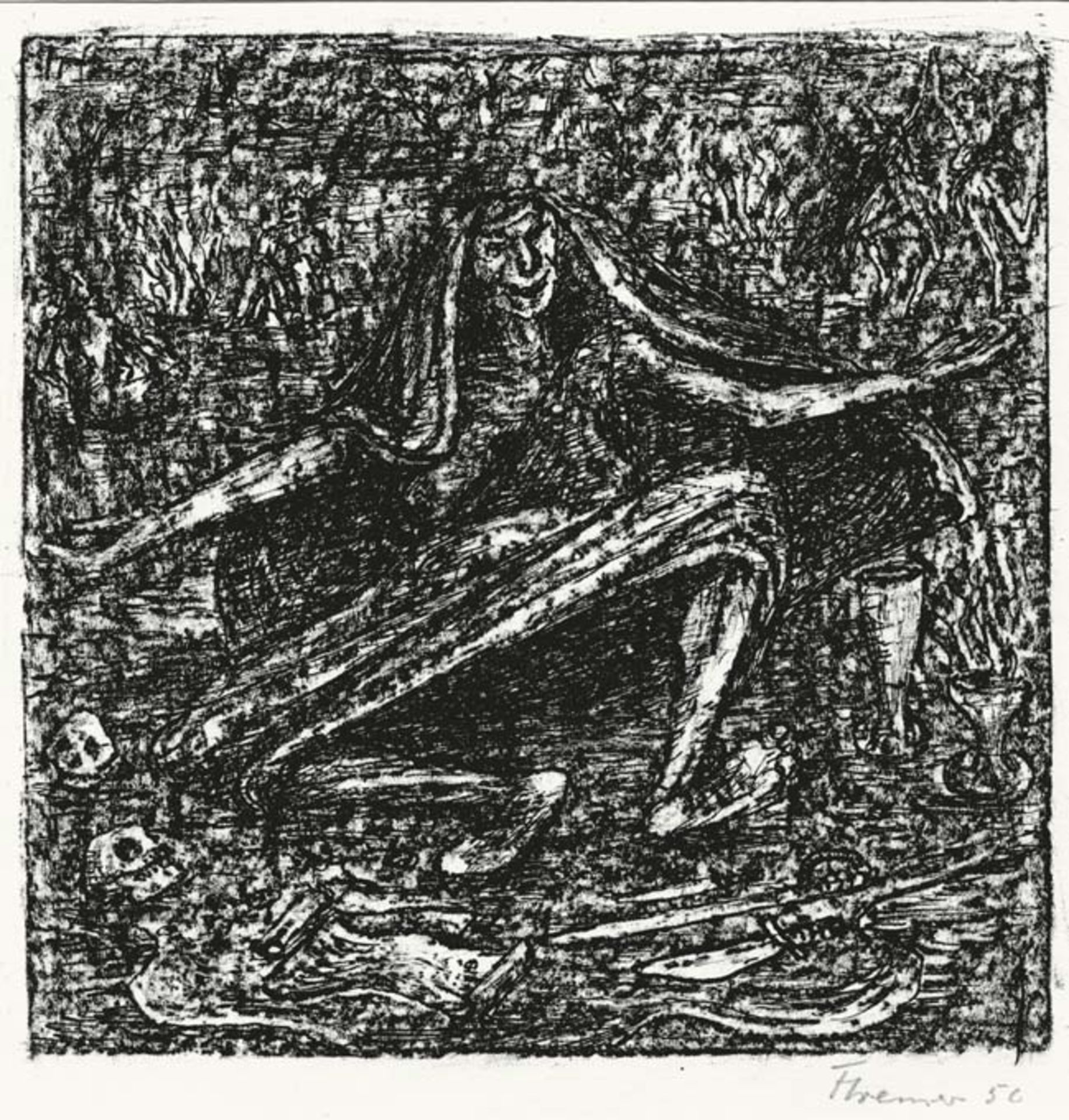 Cremer, Fritz. aus dem Zyklus Walpurgisnacht, Blatt 17: Trödelhexe
