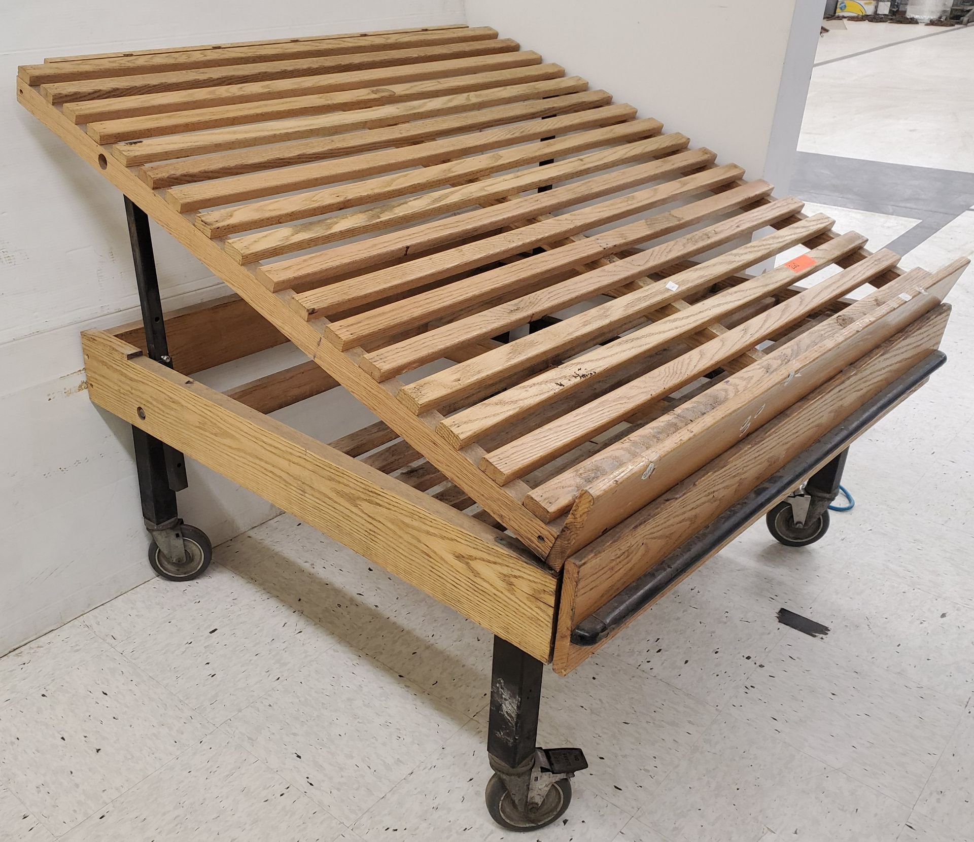Angled Wooden Rolling Display Rack - Image 2 of 3