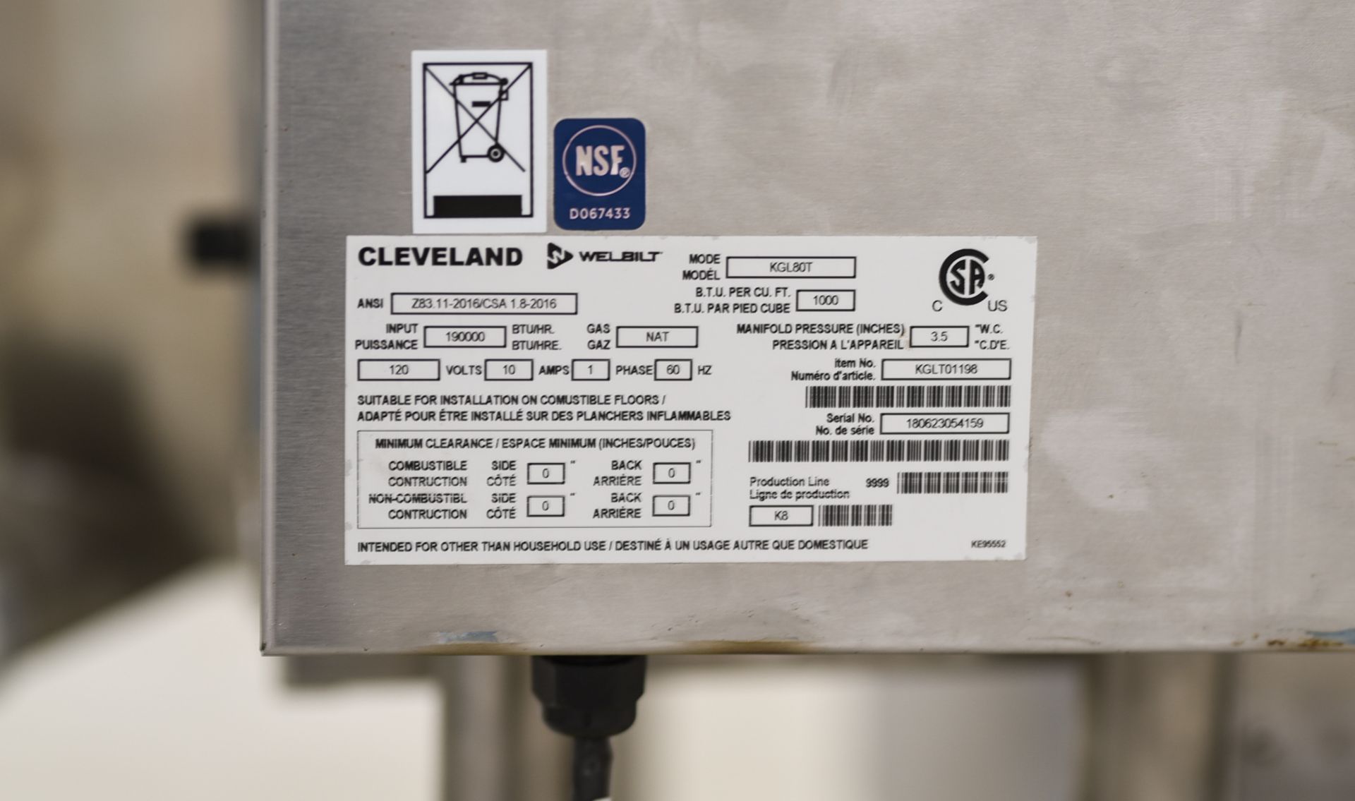Cleveland KGL-80-T 80 Gallon Tilting Kettle - Image 6 of 7