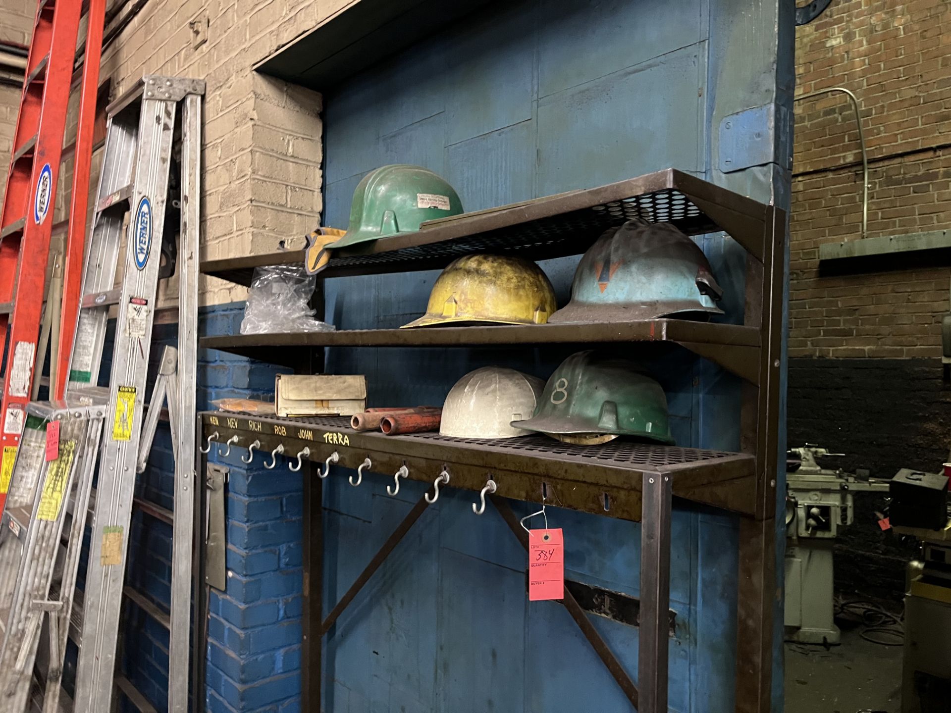 Metal Coat Rack with Hard Hats - Image 2 of 2