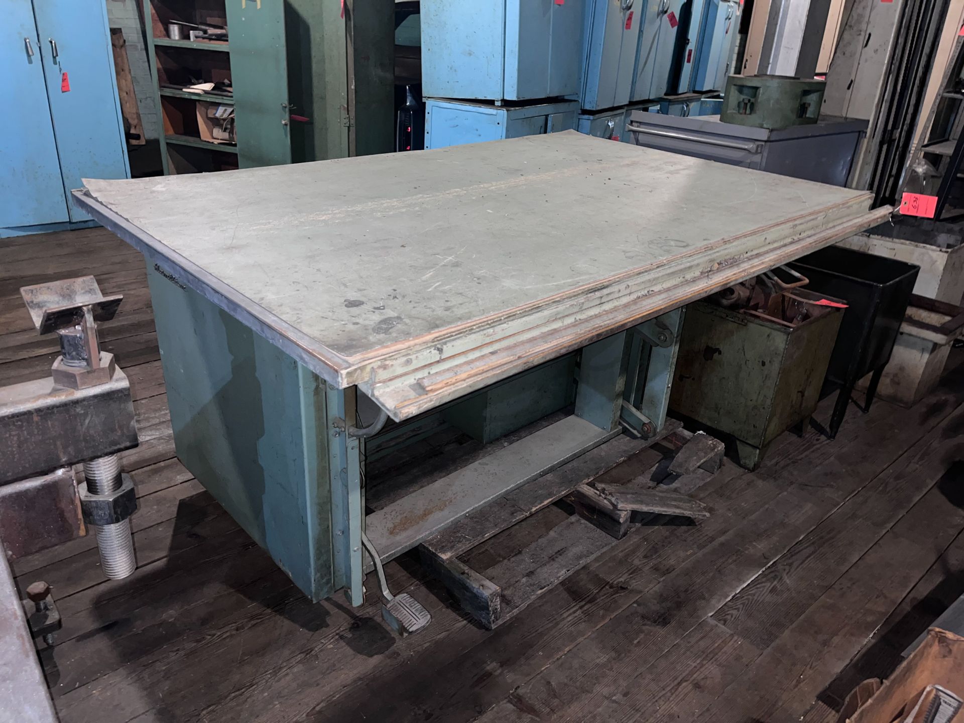 Large Metal Veneer Top Work Table/Desk - Image 2 of 2