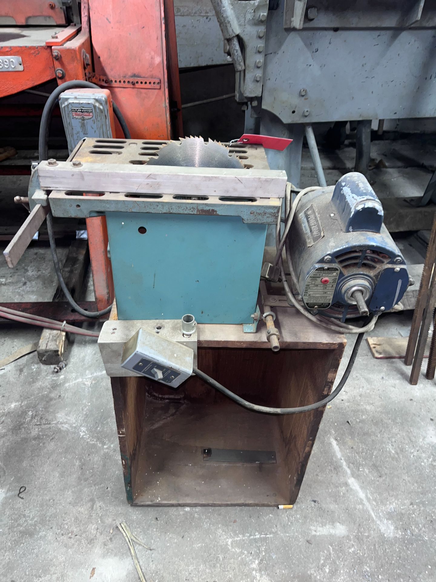 Small Table Saw on Wooden Box
