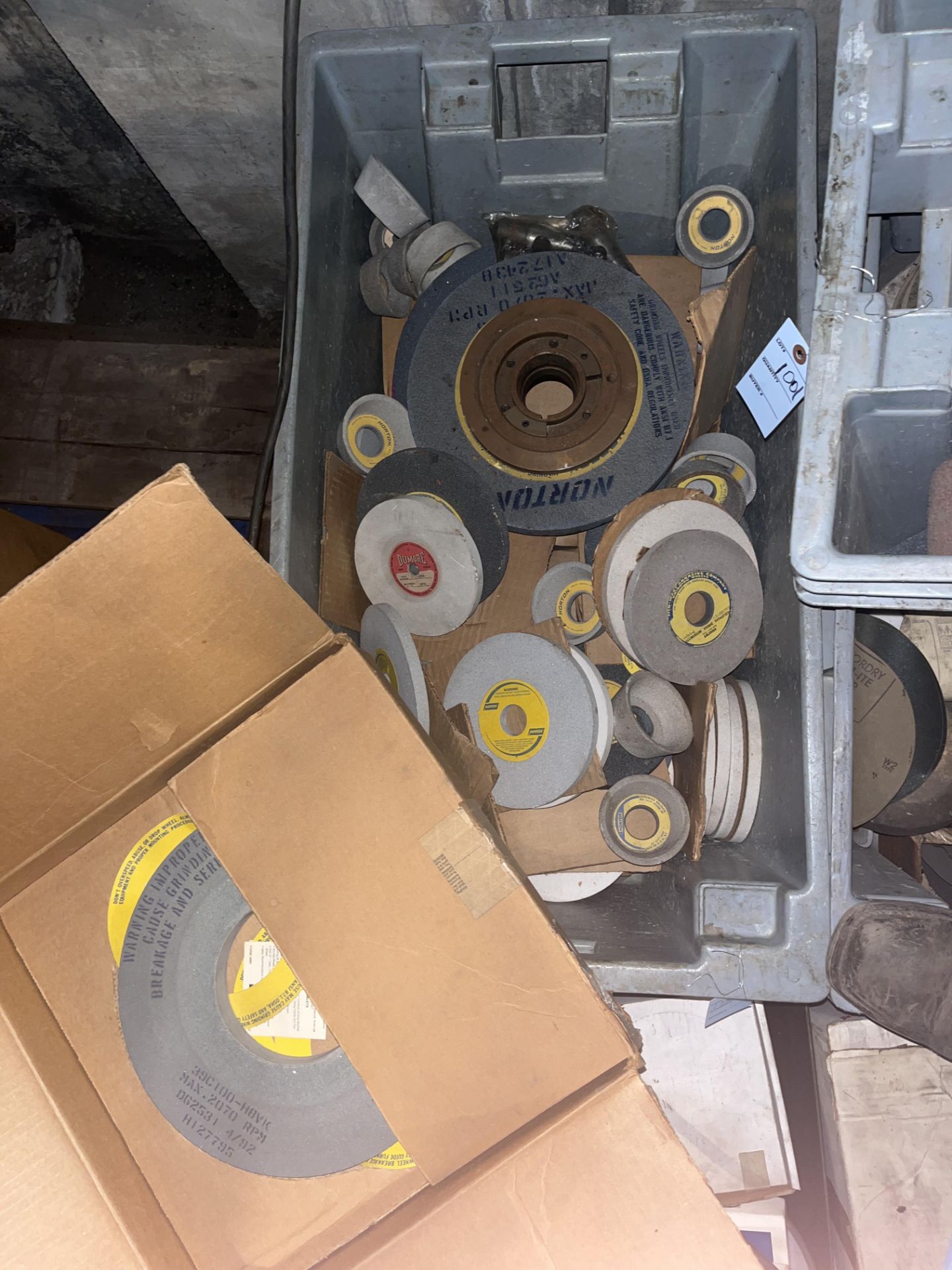 Tote Lot of Assorted Sized Grinding Wheels