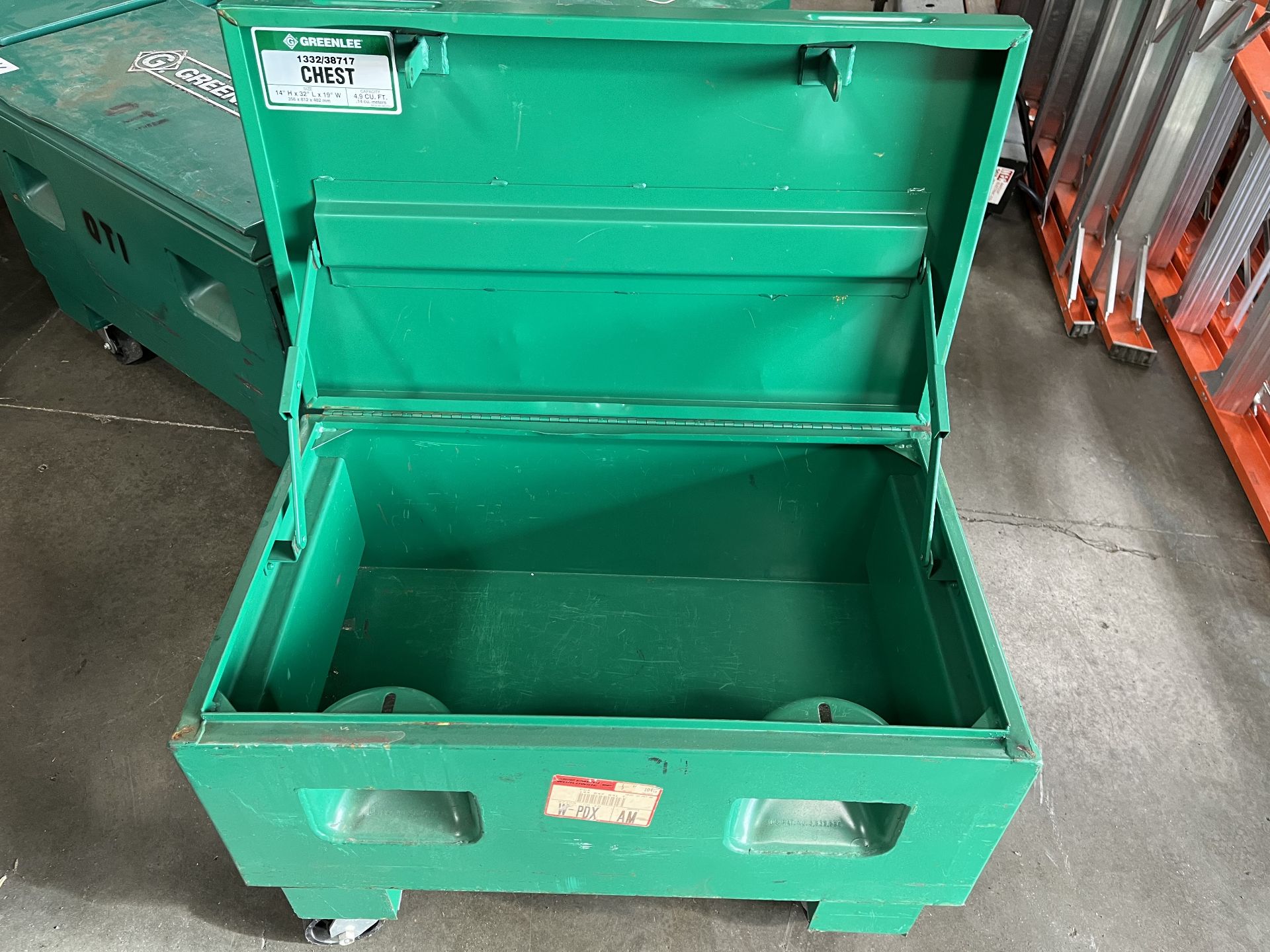 Greenlee 14" X 32" X 19" Job Box on casters Model 1332/38717 - Image 2 of 2