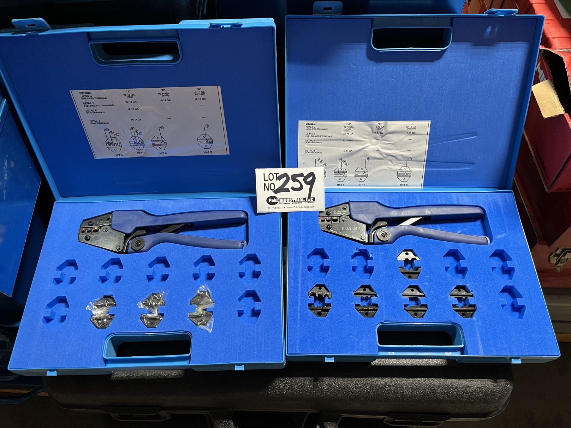 (2) R5473AD1 Crimping Tools w/assorted dies and box