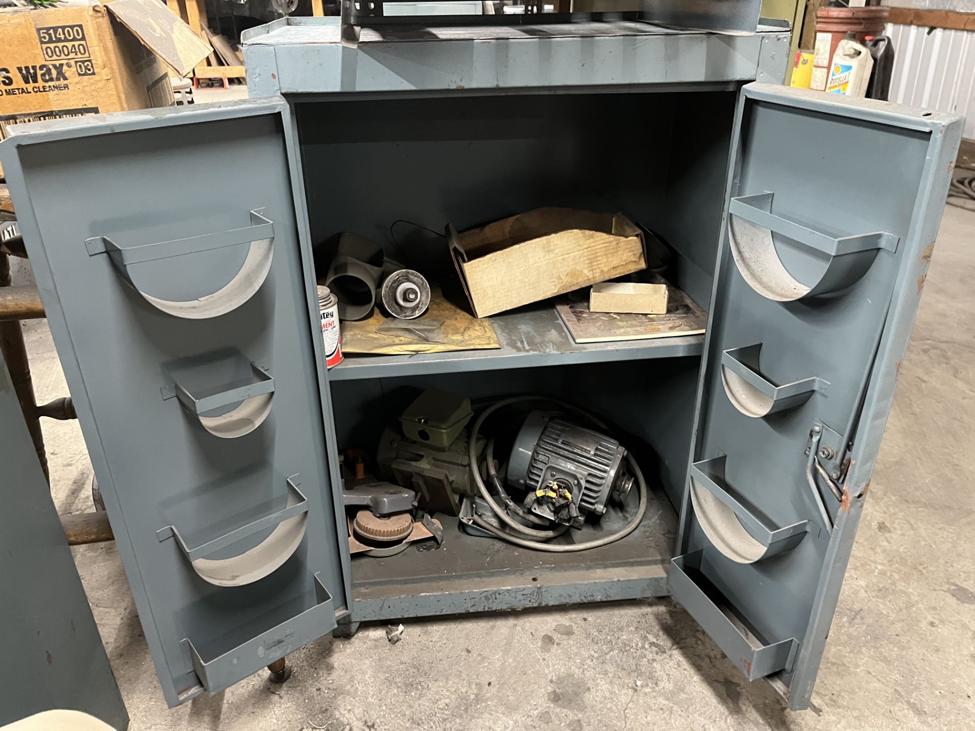 24" X 15" X 33" tall steel cabinet w/contents - Image 2 of 2