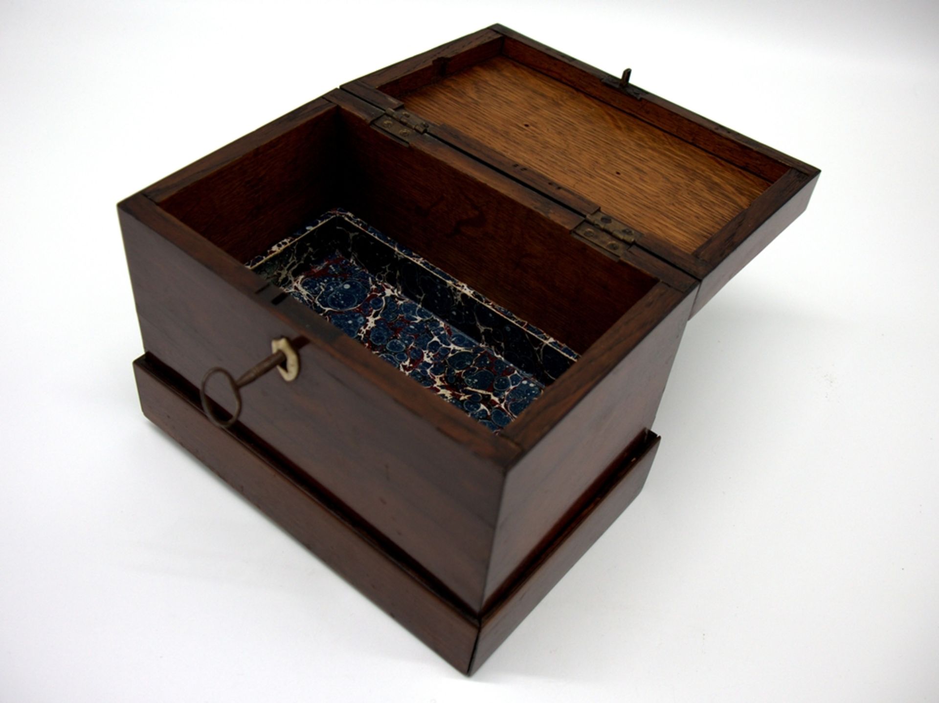 Elegant Biedermeier box, walnut veneer, with secret compartment, c. 1820 - Image 6 of 11