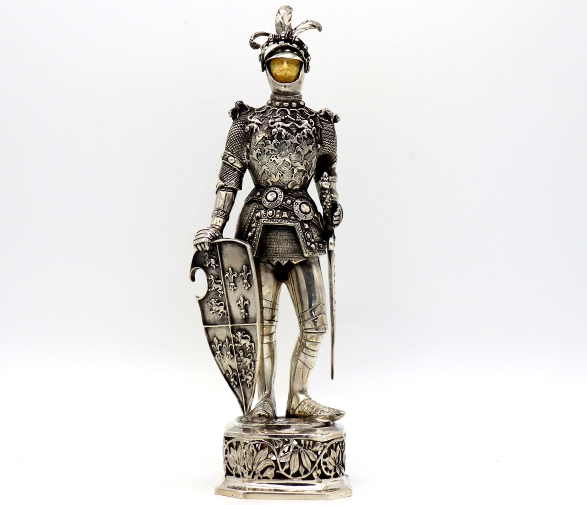 Knight figure in 800 silver, Jean-Louis Schlingloff (1907-1930) full-sculpture representation. - Image 9 of 9