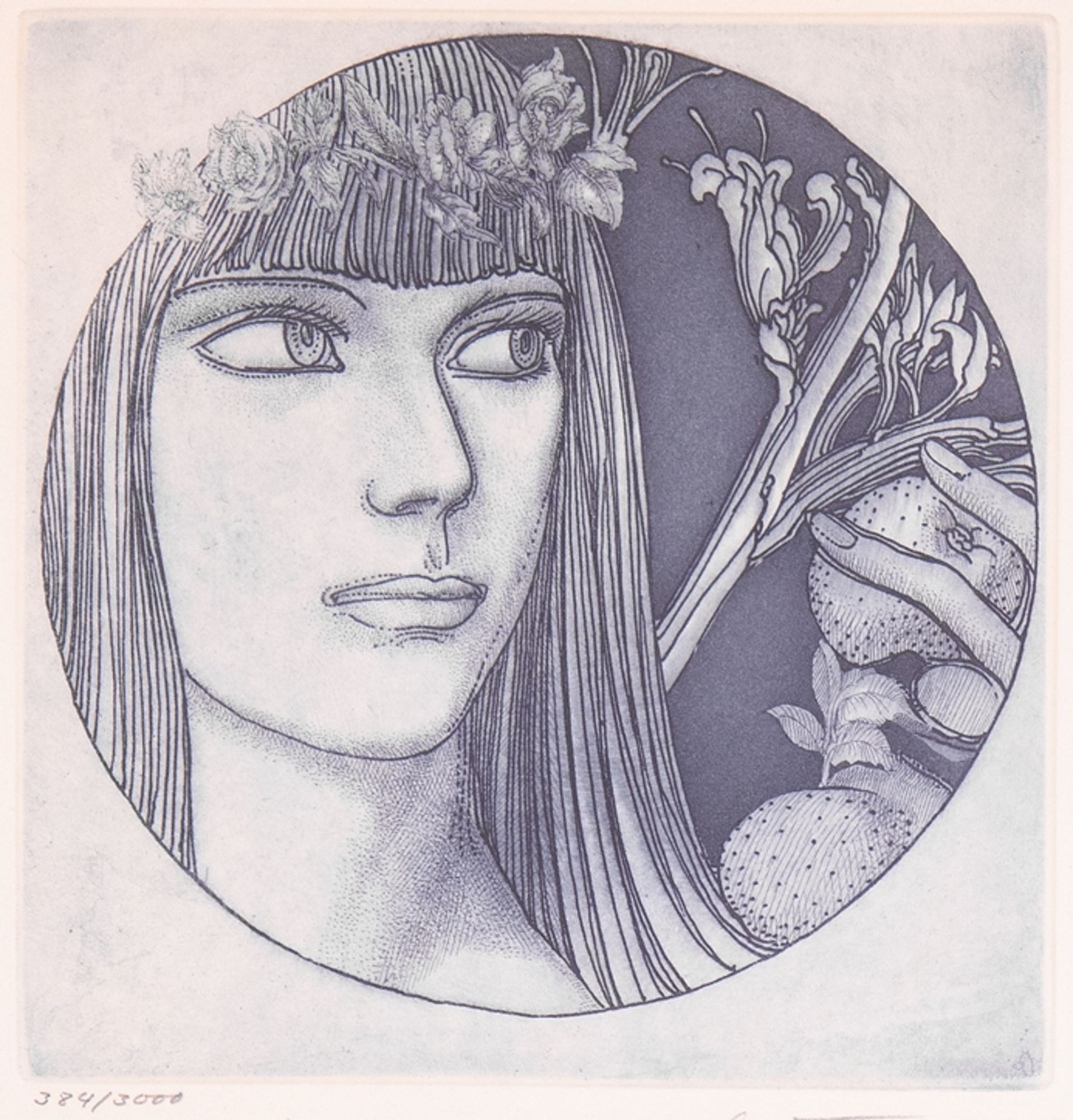 Etching Ernst Fuchs, "Aura Vignette", signed