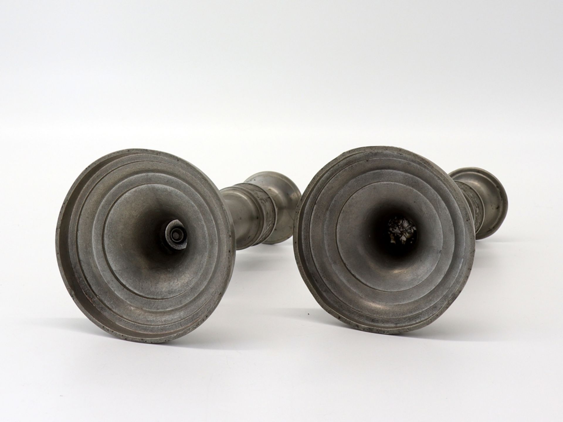 Pair of candlesticks pewter, dated 1866 - Image 4 of 7