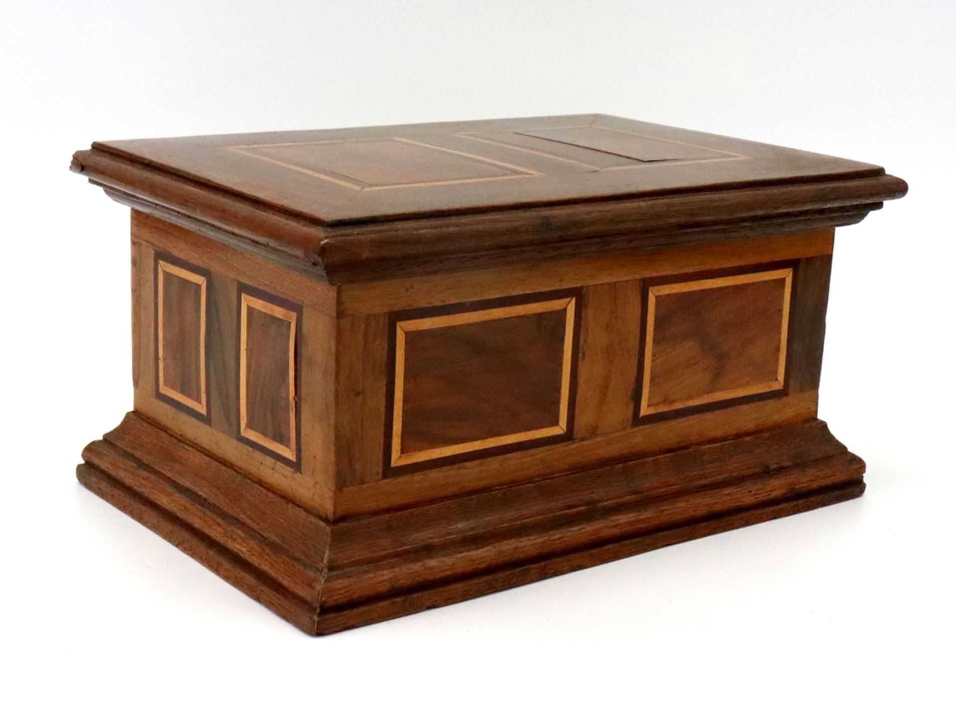 A Biedermeier chest (model chest), veneered & inlaid with side compartment, circa 1840.