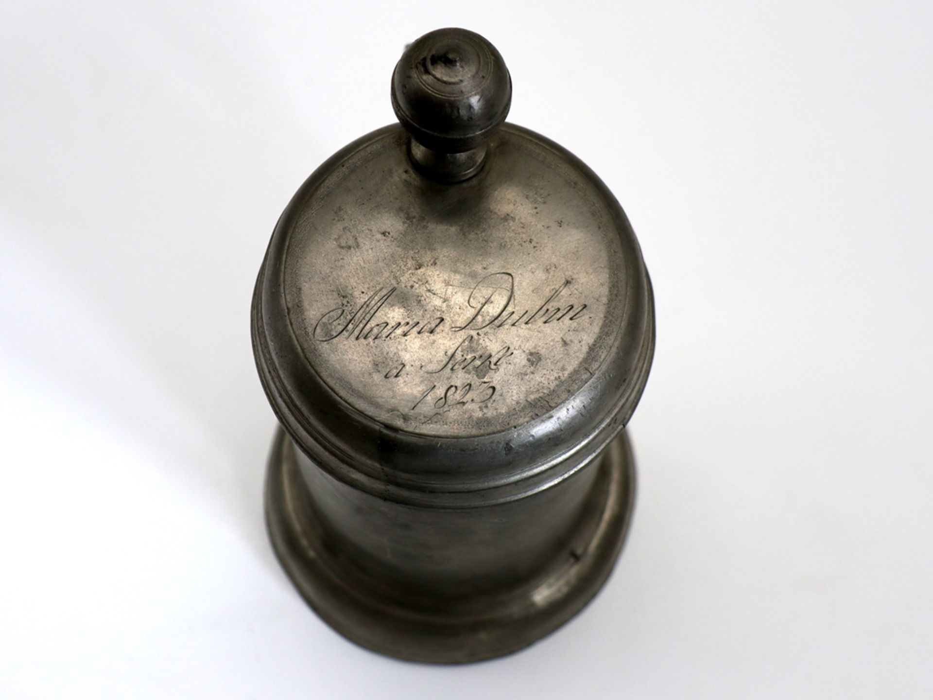 Saxon pewter tankard, dated 1823 - Image 8 of 9