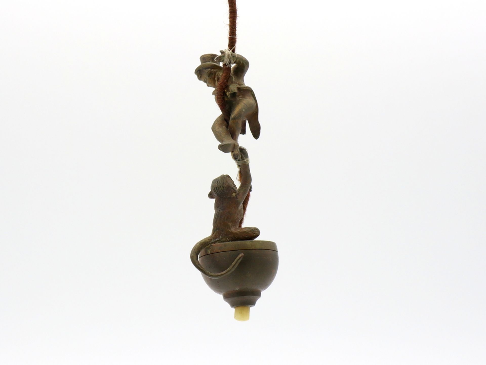 Table bell bronze "on the run from a monkey", around 1900.