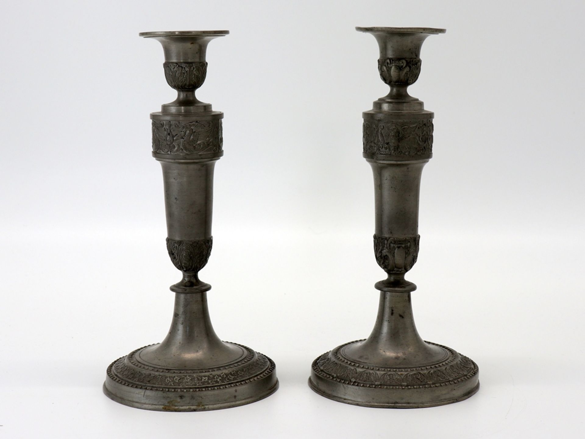 Pair of candlesticks pewter, dated 1866 - Image 7 of 7