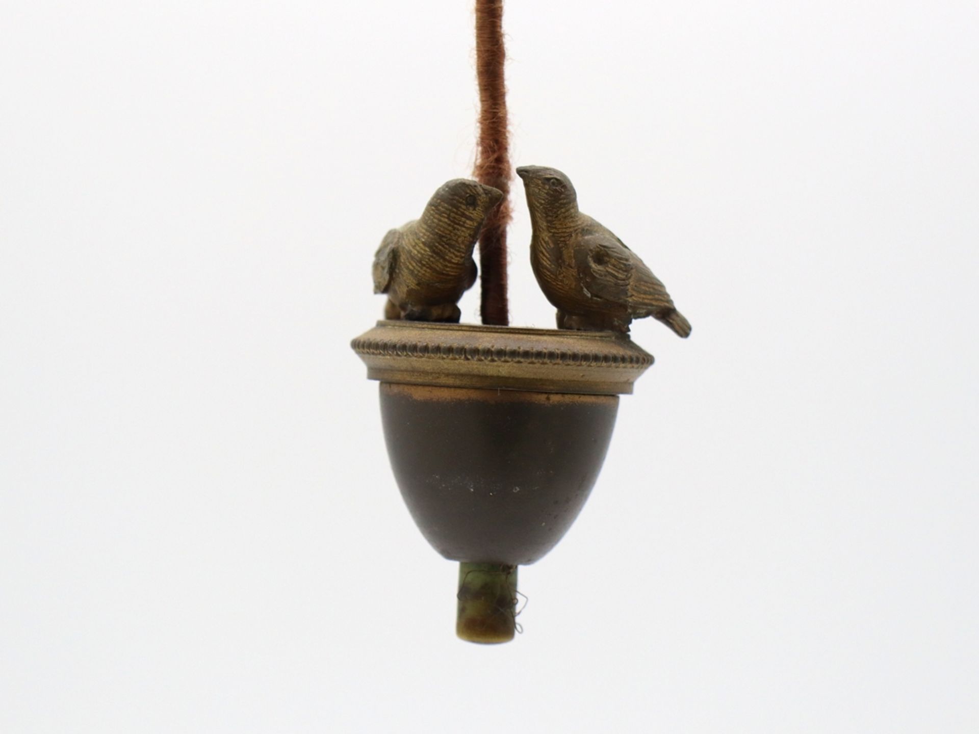 Table bell bronze two birds, around 1900 - Image 5 of 5