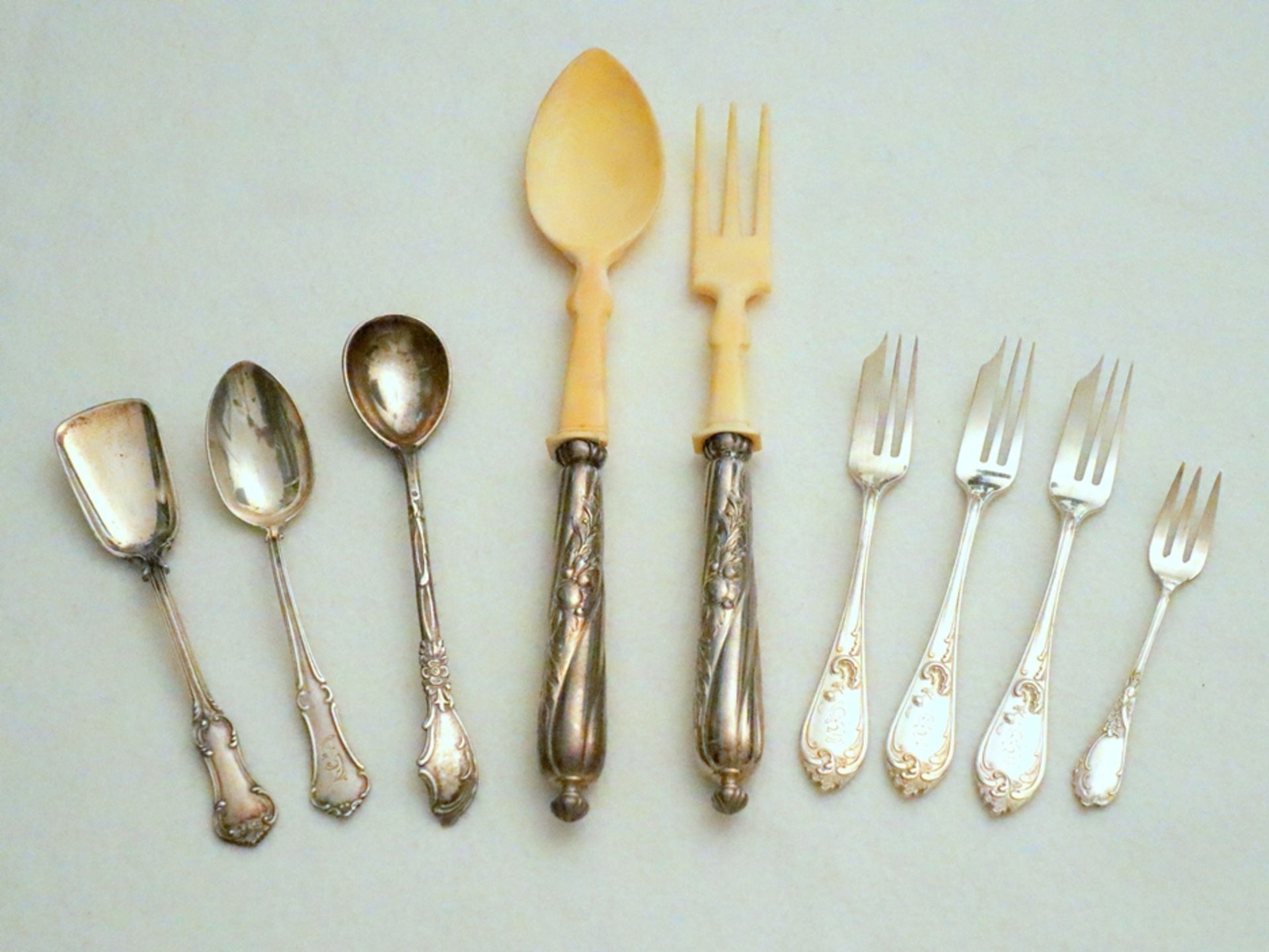 Convolute silver cutlery 875s, around 1890 to 1920