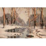 Painting Oil on canvas, Impressionistic Winter Landscape