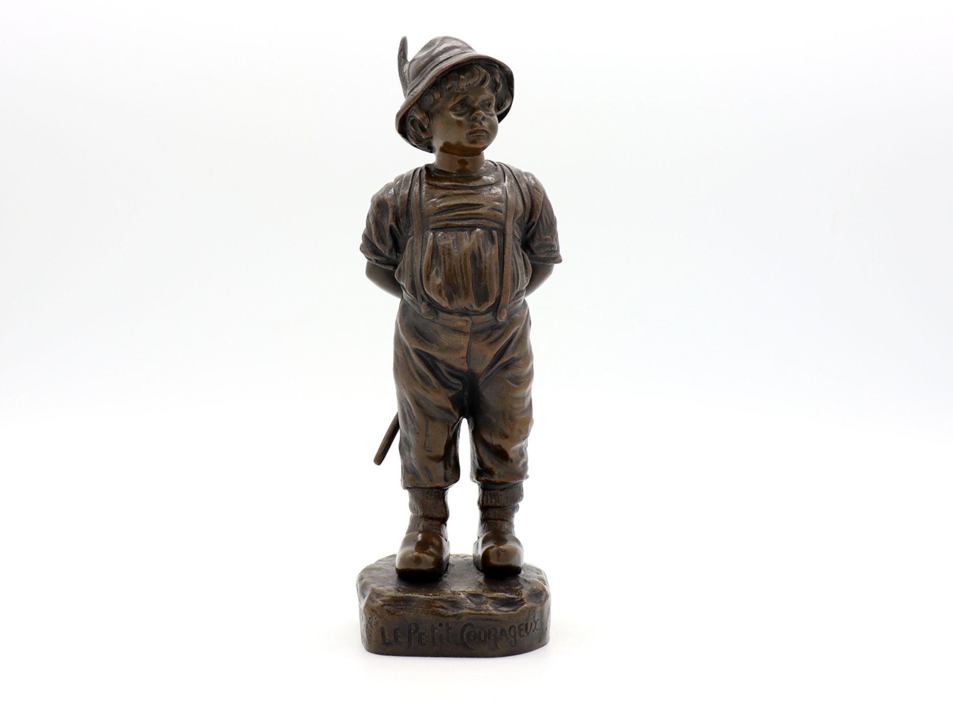 J. Picciole, bronze "le petit courageux" France c. 1920