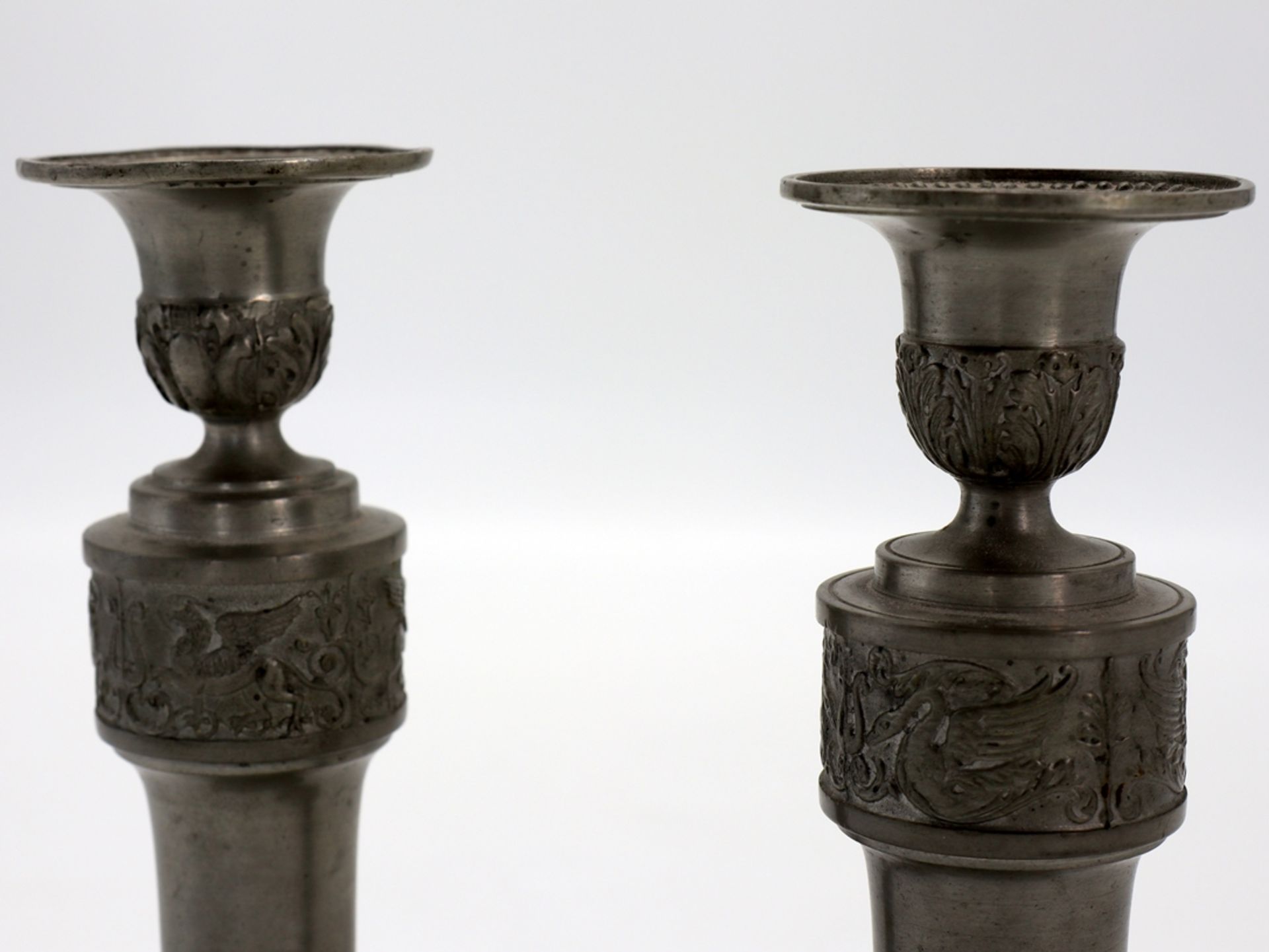 Pair of candlesticks pewter, dated 1866 - Image 5 of 7