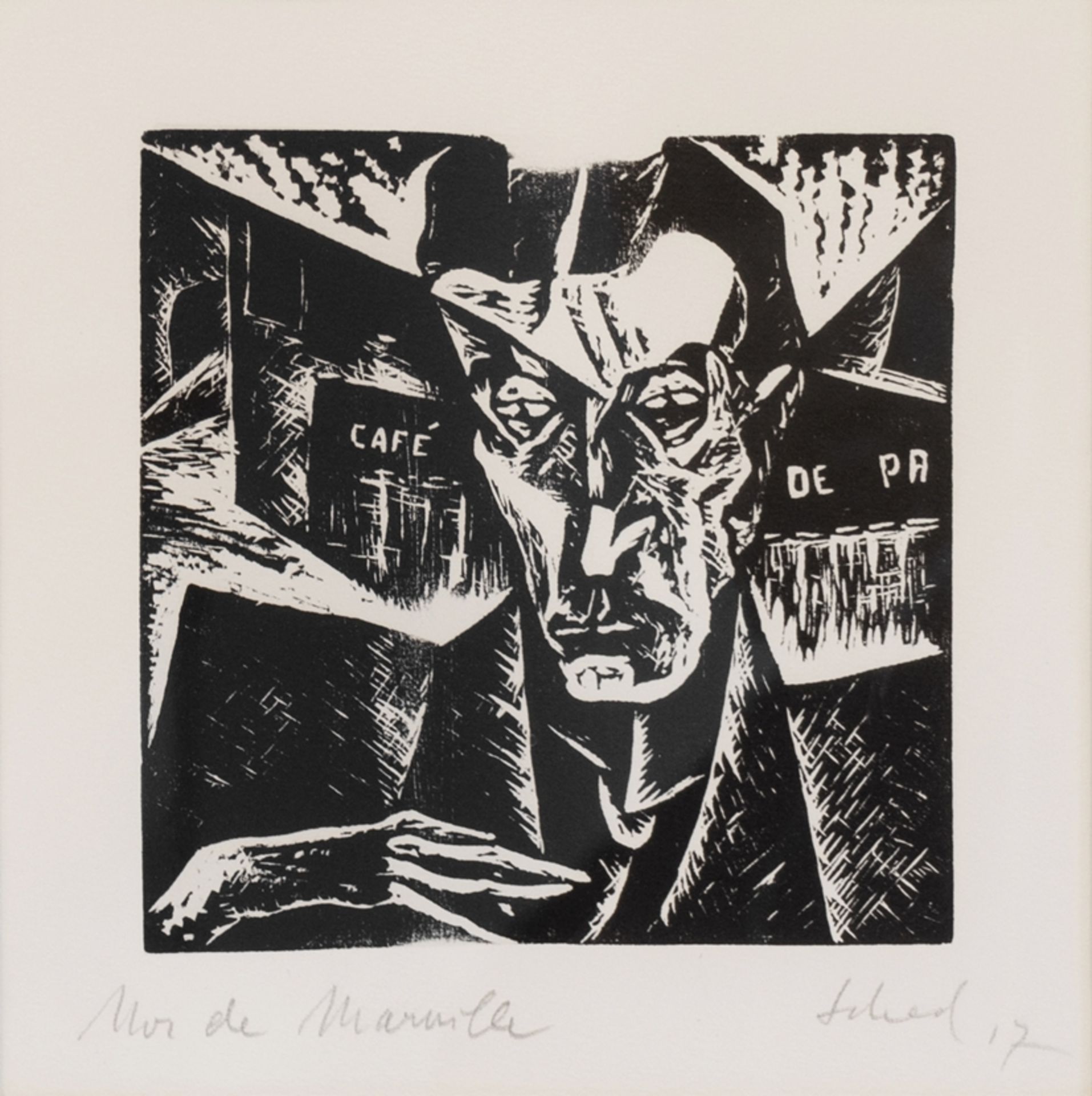 Christian Schad (1894-1982), Woodcut "Mr. de Marville".