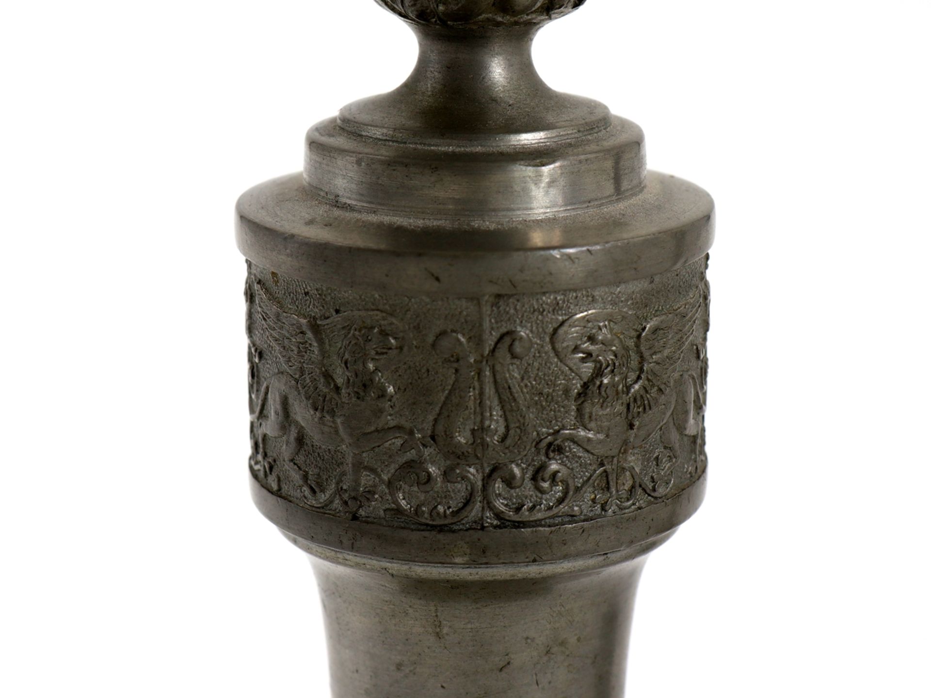 Pair of candlesticks pewter, dated 1866 - Image 6 of 7