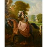 Manner of Alfred De Dreux (1810-1860) French. A Lady on Horseback, Oil on Canvas, Indistinctly