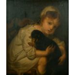 After Jean Baptiste Greuze (1725-1805) French. 'A Small Girl with her Dog', Oil on Canvas, 24" x