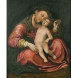 18th Century Italian School. Madonna and Child, Oil on Panel, 14.5" x 11.75" (36.8 x 29.8cm)