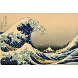 After Katsushika Hokusai (1760-1849) Japanese. "The Great Wave (off Kanagawa)", Print, Mounted