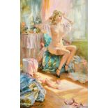 Konstantin Razumov (1974- ) Russian. "In the Morning", Oil on Canvas, Signed in Cyrillic, and Signed