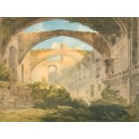 Attributed to Thomas Jones (1743-1803) British. 'Ruins of a Palace', possibly Conway Castle