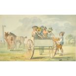 John Nixon (1750-1818) British. "Ascot Heath Races", Watercolour, Signed with Initials, Inscribed