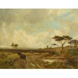 Ernest Albert Waterlow (1850-1919) British. 'Reigate Heath 1875', a Landscape with Shepherd and