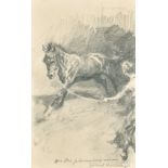 Gilbert Joseph Holiday (1879-1937) British. "On the Plunging Rein", Pencil, Signed and Inscribed,