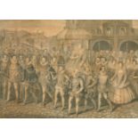 After George Vertue (1684-1756) British. "The Royal Procession of Queen Elizabeth to Visit the Right
